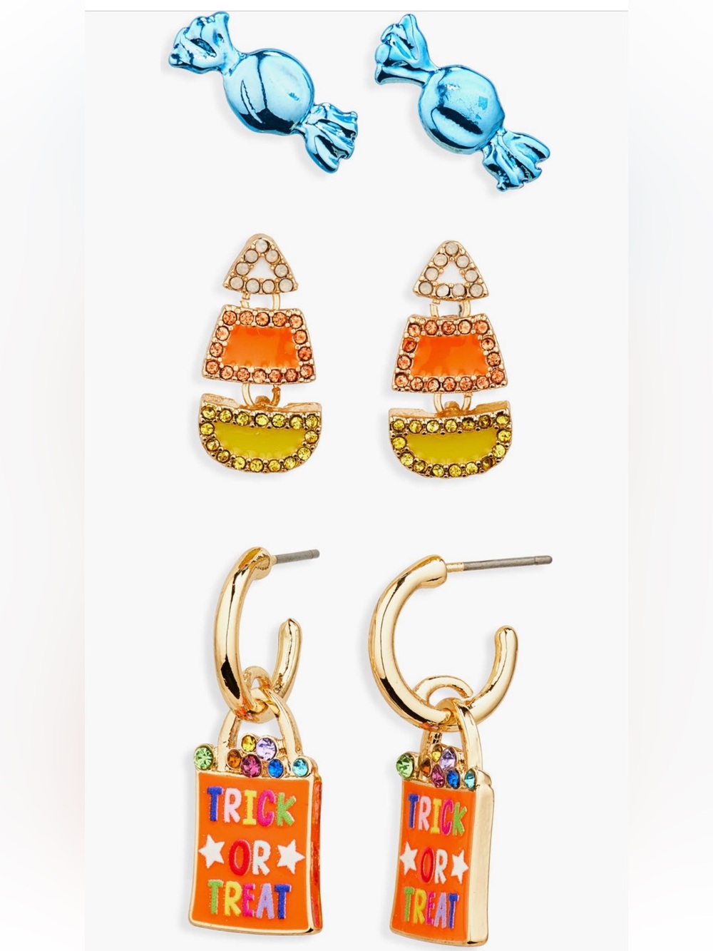 BaubleBar Candy & Trick-or-Treat Earring Set - Teal, Orange, Yellow